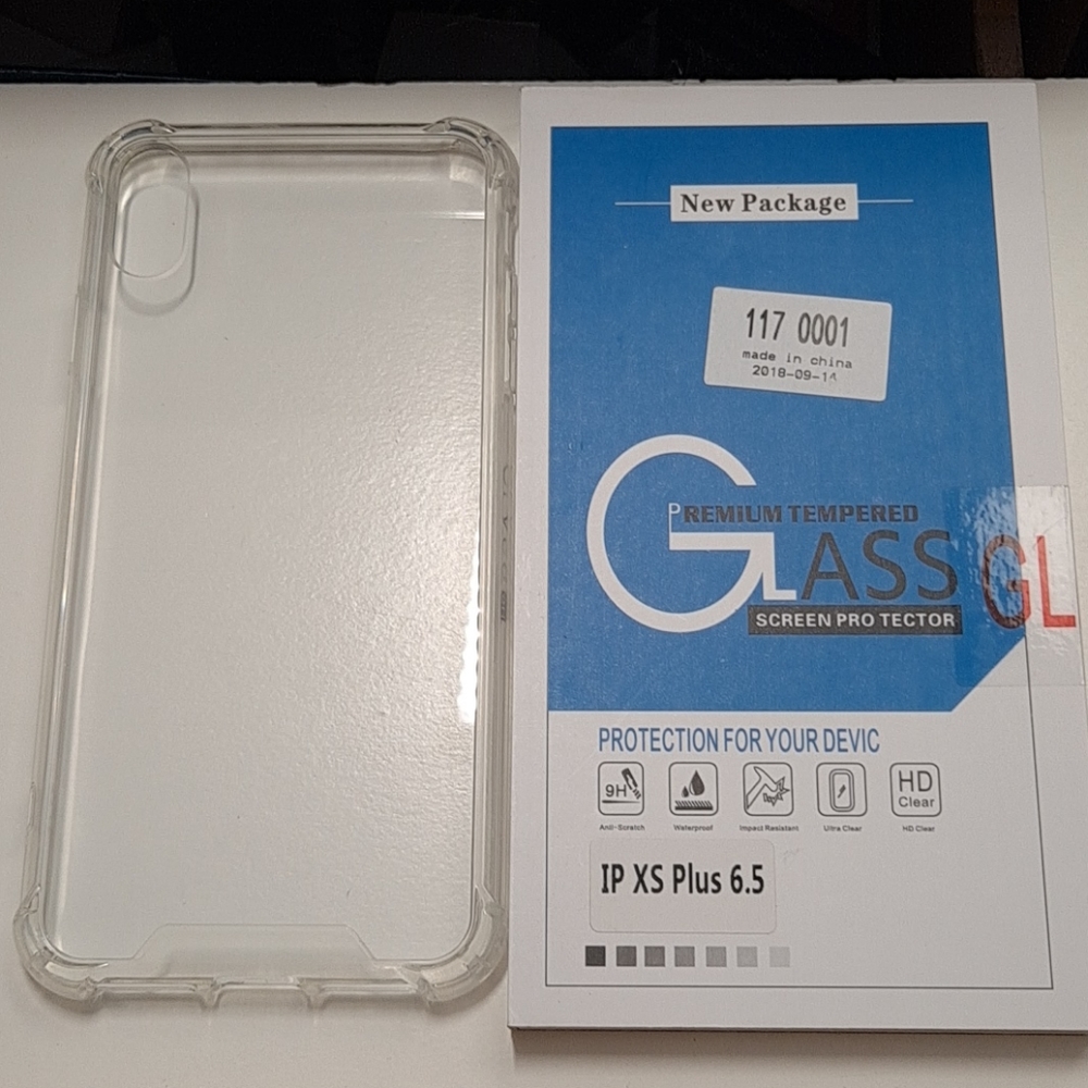 case and glass for iphone xs max 6.5" clear new